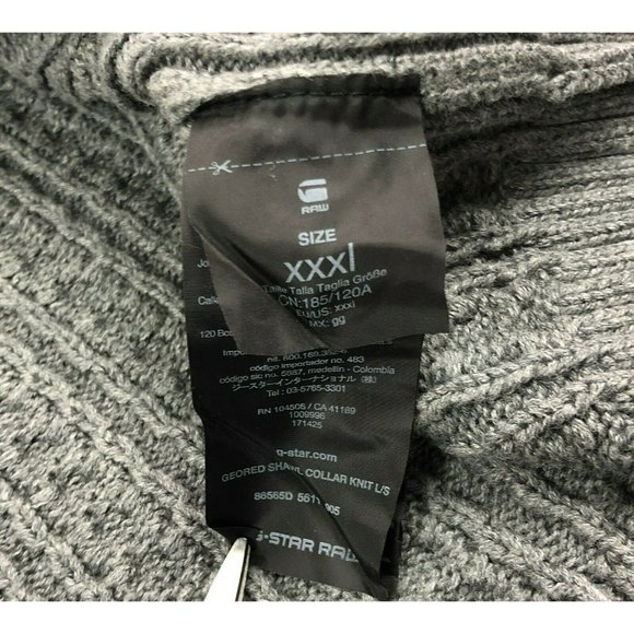 G Star Raw Geored Shawl Neck Cardigan Sweater Premium Mens 3XL Cable Knit Gray - Picture 7 of 11